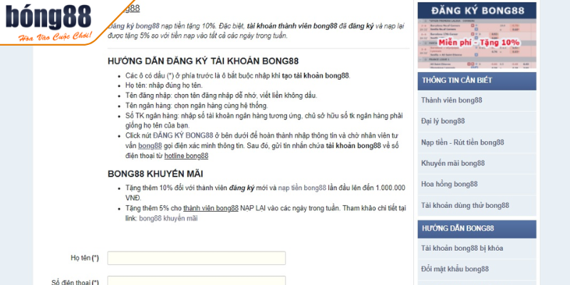 Đăng Ký BONG88 3 Lưu ý quan trọng khi tiến hành đăng ký thành viên của nhà cái